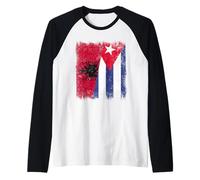 Albania Cuba Half Flag Albanian Cuban Heritage Raglan Baseball Tee