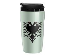 Albania Flag Coffee Cup Travel Mug with Leakproof Lid Double Wall Tumbler Water Bottle 250ml