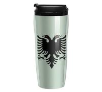 Albania Flag Coffee Cup Travel Mug with Leakproof Lid Double Wall Tumbler Water Bottle 350ml
