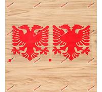 Albania Flag Double-Headed Eagle Decal Sticker Vinyl - 2 Pack Red, 15.2cm - No Background for Car Boat Laptop 02151