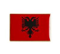 Albania Flag Enamel Lapel Pin Badge 2.4 x 1.5cm Rectangular Red and Black Double Headed Eagle Design Gold Tone Metal with Secure Clasp for Jackets Bags Hats and Collectors
