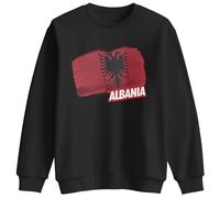 Albania Flag Kids Sweatshirt Unisex Casual Crewneck Pullover Fit Albanian Pride Clothing for Boys and Girls, 7-8 Years, Black