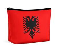Albania Flag Makeup Bag Lightweight PU Cosmetic Organizer for Travel Purse Women