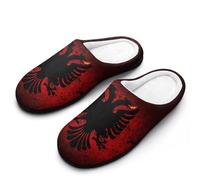 Albania Flag Men's House Slippers Indoor Outdoor Slip On Shoes with Rubber Sole 13-14（46-47）