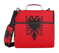Albania Flag Red 3 Rings Office Binder Organizer with Handle Multiple Pockets Document Organizer for Office School