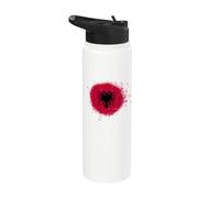 Albania Flag Spray Paint Splatter Style Stainless Steel Insulated Water Bottle