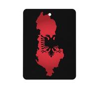 Albania Flag with Map 1 PCS Car Air Freshener Hanging Aromatherapy Tablets Automotive Ornament for Auto Room Bathroom Bedside Square