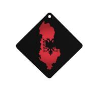 Albania Flag with Map 1 PCS Car Air Freshener Hanging Aromatherapy Tablets Automotive Ornament for Auto Room Bathroom Bedside Rhombus