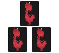 Albania Flag with Map 3 PCS Car Air Freshener Hanging Aromatherapy Tablets Automotive Ornament for Auto Room Bathroom Bedside Square