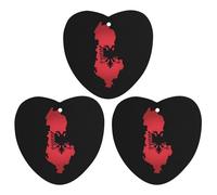Albania Flag with Map 3 PCS Car Air Freshener Hanging Aromatherapy Tablets Automotive Ornament for Auto Room Bathroom Bedside Love form