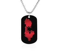 Albania Flag with Map Memorial Necklaces Titanium Steel Pendant Necklace Fashion Jewelry Gift for Birthday & More