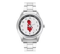 Albania Flag with Map Minimalist Men's Wrist Watches Alloy Analogue Quartz Watch Fashion Accessories