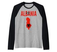 Albania Map and Flag Pride National Identity Raglan Baseball Tee