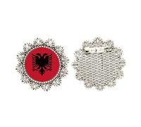 albania national flag eu country silver flower brooch hook pin breastpin