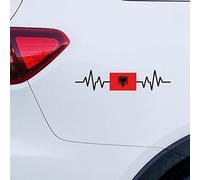 Albania Stickers for Car Heartbeat Albania Flag Car Decal Window Decal Patriotic Decor National Flag Custom Vinyl Decal Die Cut Decals Funny Laptop Stickers Bumper Stickers