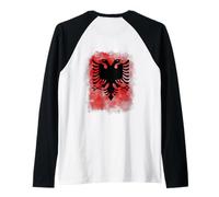 Albanian Albanian Flag Print on Back Albania Eagle Kosovo Raglan Baseball Tee