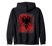 Albanian Albanian Flag print on back Albania Eagle Kosovo Zip Hoodie