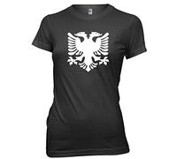 Albanian Flag Albania 2 Headed Eagle Womens Ladies T-Shirt -Small-Black