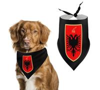 Albanian Flag Coat of Arms Dog Bandanas Puppy Cat Kerchief Pet Triangle Scarf Costumes Decorations