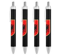 Albanian Flag Coat of Arms Funny Ballpoint Pens for Women And Man Retractable Ball Point Pen Office Supplies 4 PCS
