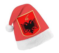 Albanian Flag Coat of Arms Unisex Christmas Hat Soft Classic Funny New Year Festive Party Santa Cap Office Family Child