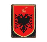 Albanian Flag Coat of Arms Vintage Iron Signs Wall Hanging Art Metal Posters Decor for Home Bar Coffee Club 15.7"x11.8"