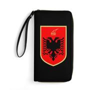 Albanian Flag Coat of Arms Women's Clutch Wallet Bifold Wristlet Long Purse Card Holder Handbag