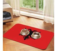 Albanian flag Pet Absorbent Leather Tablecloth 40x60cm with Non-Slip Rubber Base for Cats and Dogs