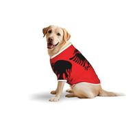 Albanian flag Print Large Dog Hawaiian Shirt Breathable Mesh T-Shirt, Summer Pet Clothes for Medium Big Dogs, Lightweight Dog Outfit 2XL