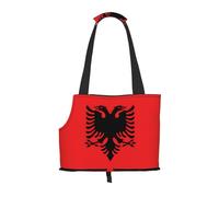 Albanian Flag Printed Portable Foldable pet Shoulder Bag, Suitable for Carrying Small Pets