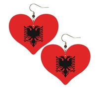 Albanian flag Prints Stylish Heart-Shaped Earrings Lightweight Women'S Accessories Perfect For Parties And Valentine'S Day.