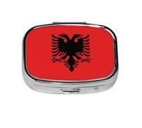 Albanian Flag Square mini Pill Box, Travel Pill Box, can be Put into Wallet or Pocket to Store a Variety of Small Items