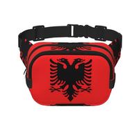 Albanian Flag Unisex Adjustable Waist Square Double Layer Waist Pack for Outdoor Activities Travelling Running Hiking