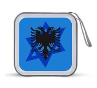 Albanian Greatness Flag Israel Symbol CD Case 40 Capacity Plastic DVD Storage Box Sleeves Zippered Wallet