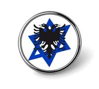 Albanian Greatness Flag Israel Symbol Funny Round Badge Brooch Pin Button Print Lapel Tie Pins Decoration for Men Women, Circular, style