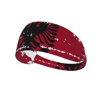Albanian Grunge Flag Elastic Exercise Headband For Women&Men,Wide Headbands For Women Athletic Sweatbands - Fashion Elastic Sports Hair Band For Yoga Fitness