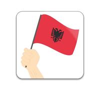 Albanian Hand Held Flag - Pack of 10 Square Stickers - 55mm x 55mm