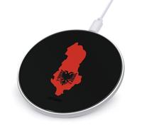 Albanian Map Flag Wireless Charger with USB Cable Portable Wireless Charging Pad Compatible with iPhone Galaxy Series