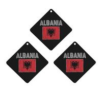 Albanian National Flag 3 Pcs Automotive Air Fresheners Mirror Aromatherapy Tablets Ornament Car Fragrance Scented Cards Rhombus