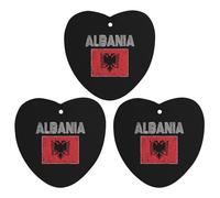 Albanian National Flag 3 Pcs Automotive Air Fresheners Mirror Aromatherapy Tablets Ornament Car Fragrance Scented Cards Love form