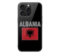 Albanian National Flag Cell Phone Case Compatible with iPhone 15/15 Plus/15 Pro/15 Pro Max Glass Back Protective Shell