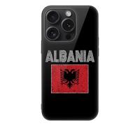 Albanian National Flag Cell Phone Case Compatible with iPhone 15/15 Plus/15 Pro/15 Pro Max Glass Back Protective Shell