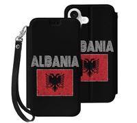 Albanian National Flag Cell Phone Front Flip Case Compatible with iPhone 17/17 Air/17 Pro/17 Pro Max Soft Protective Shell