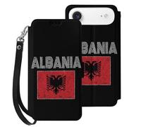 Albanian National Flag Cell Phone Front Flip Case Compatible with iPhone 17/17 Air/17 Pro/17 Pro Max Soft Protective Shell