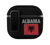 Albanian National Flag Compatible with Airpods 4 Case PC Scratch-Resistant Drop-Proof Protective Cover with Secure Buckle