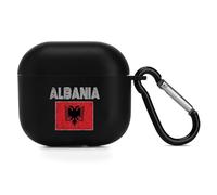 Albanian National Flag Compatible with Airpods 4 Case TPU Scratch-Resistant Drop-Proof Protective Cover with Keychain