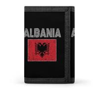 Albanian National Flag Trifold Men's Wallets with 8 Card Slots & Key Hook Slim Travel Purse Money Clip