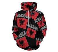 Albanian National Flag Unisex Hoodies Loose Pullover Hooded Sweatshirt Casual Sweater Tops with Pocket