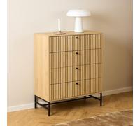 Albany Chest - 4 Drawer - Ribbed Oak