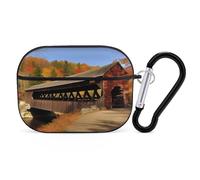 Albany Covered Bridge AirPods Pro Case Cover with Keychain Ring PC Hard Shell Protective Case for AirPods Pro 2nd for Women Men Generation Easy Open Full Drop Protection Cover Black-Style